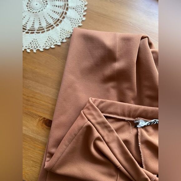 Vintage Peach High-Waisted Slacks – Women’s Elastic Waist Pants - Picture 10 of 14